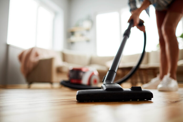 person vaccums housework exercise aging