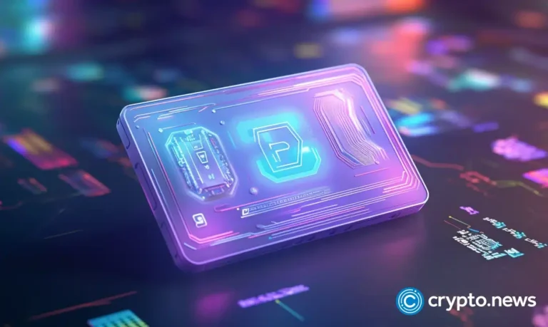 crypto news hologram crypto wallet with control panel epic blockchain system background bright tones low poly style01