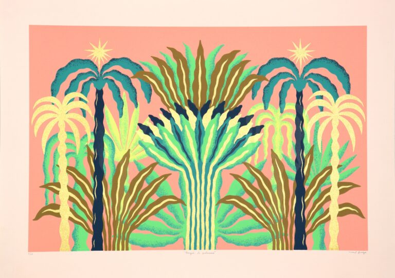 Mirel Fraga Bosque de Palmeras 2025 six color serigraph 19.50 x 27.50