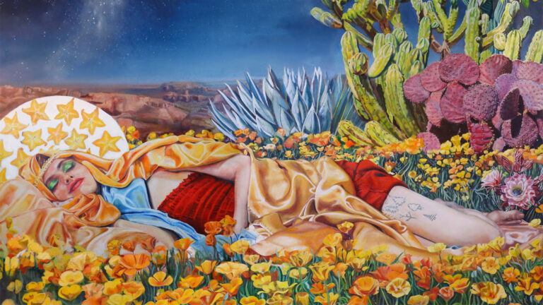 Hyperallergic Announcement 2400x1350 Isabella Steele A Painting to Summon Dreams Oil on canvas 63x47.25in 2025 Isabella Steele